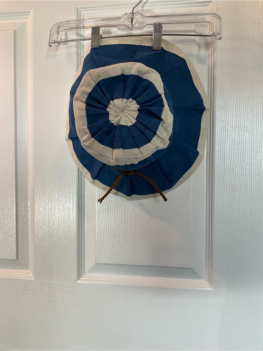 San Diego Hat Company Blue and Cream Pleated Sun Hat